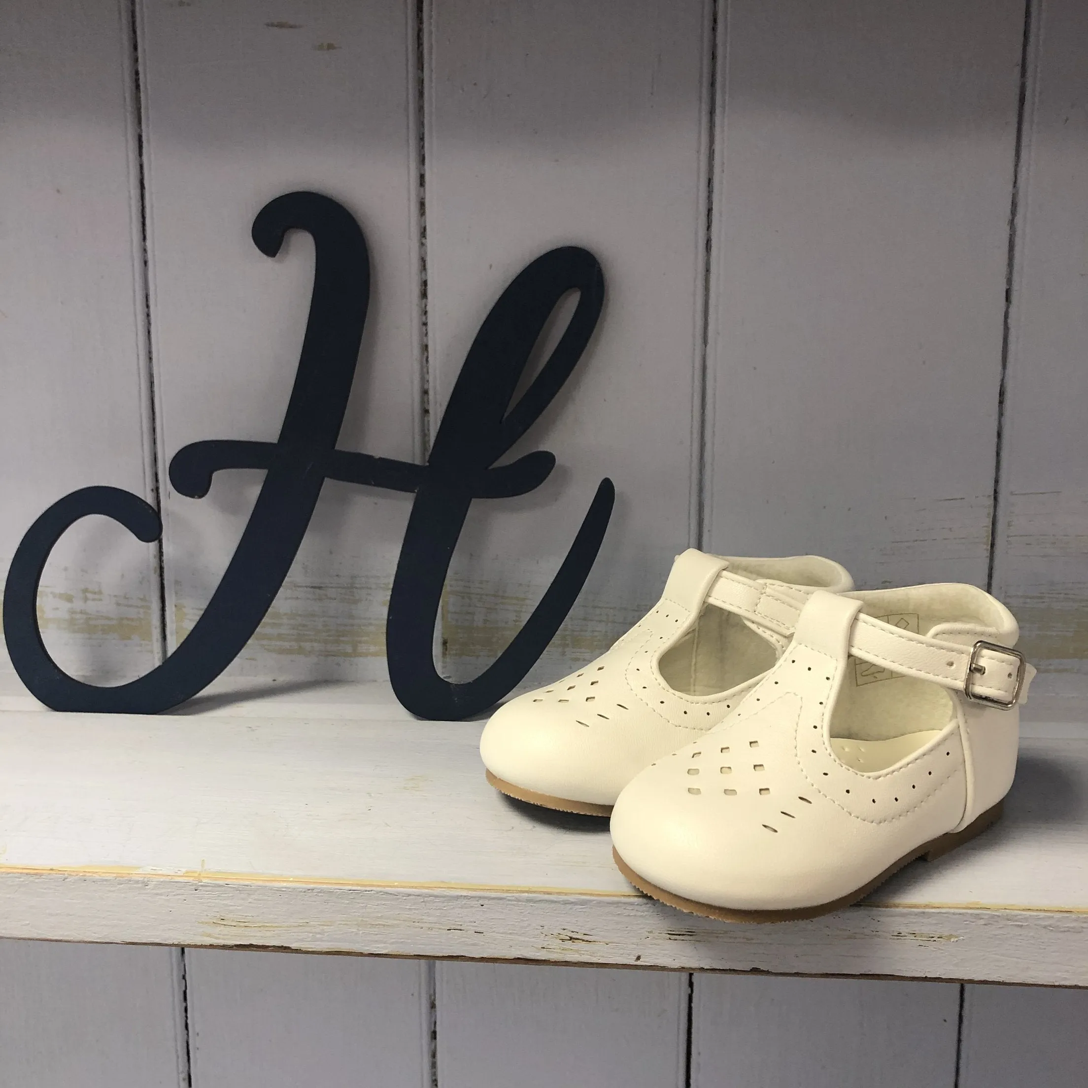 Aaron - Baby White T-bar Shoes