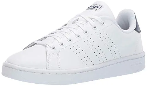 adidas mens Advantage Running Shoe, White/White/Dark Blue, 8.5 US