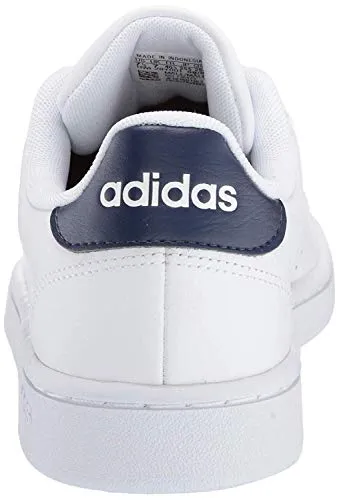 adidas mens Advantage Running Shoe, White/White/Dark Blue, 8.5 US