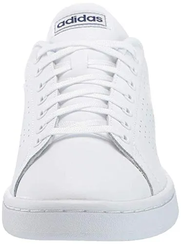 adidas mens Advantage Running Shoe, White/White/Dark Blue, 8.5 US