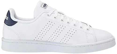 adidas mens Advantage Running Shoe, White/White/Dark Blue, 8.5 US