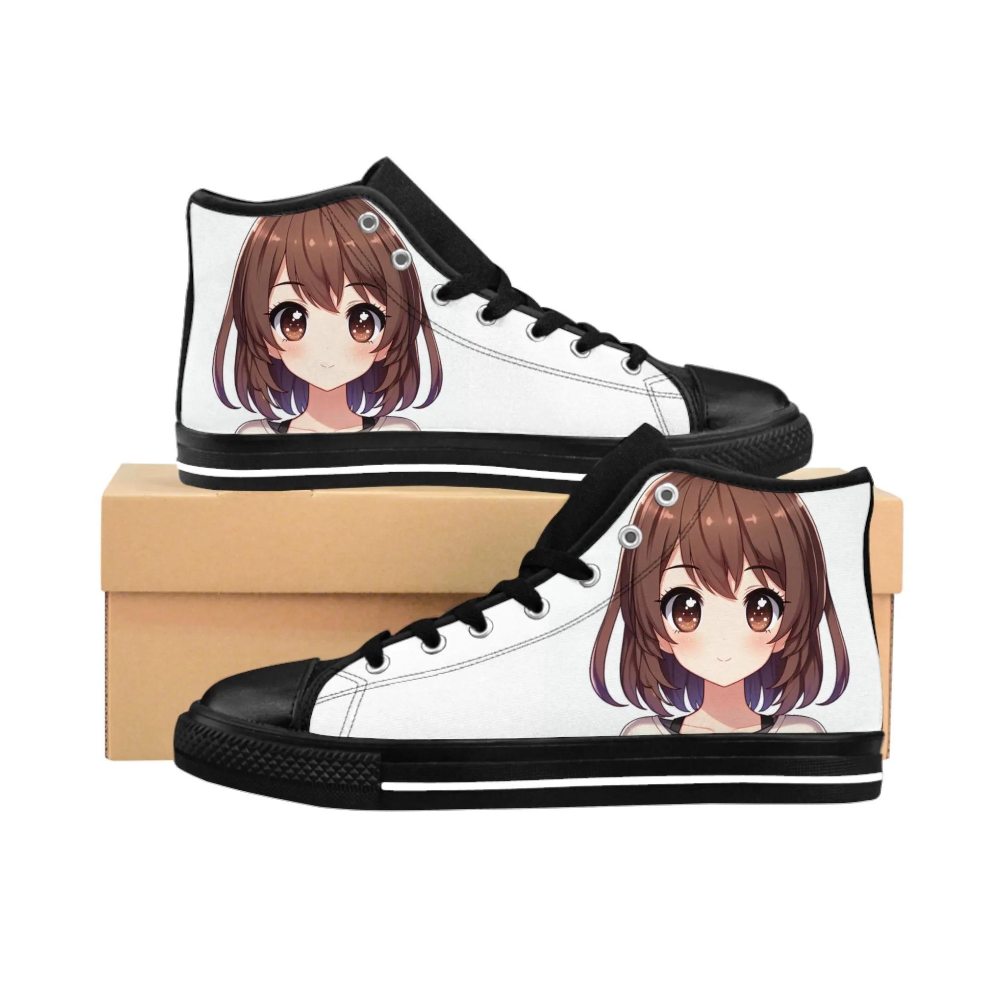 Anime Girl Brown Hair Women's Classic Sneakers
