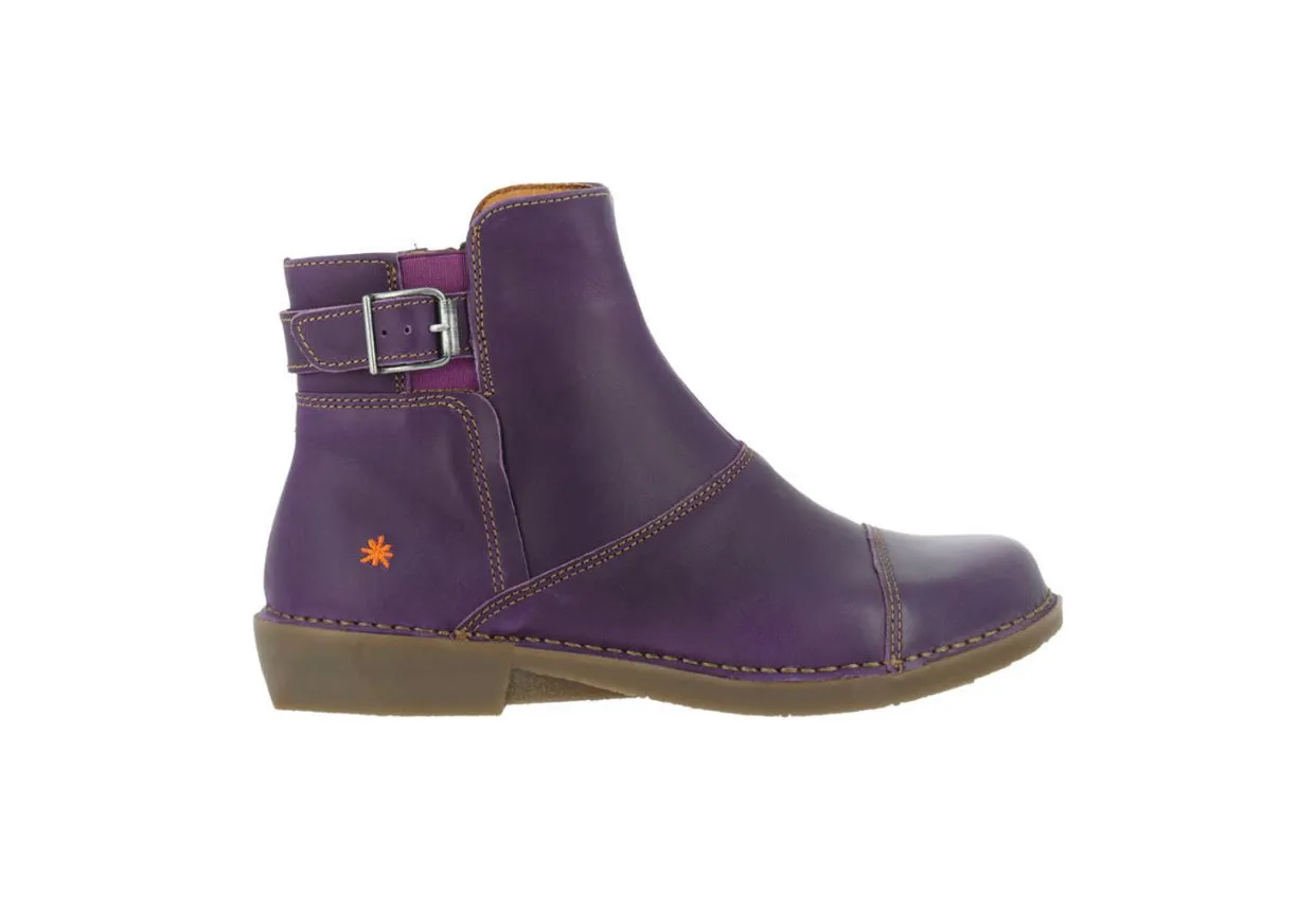 Art 0917 Purple Bergen Leather Zip Ankle Boots Made In Spain