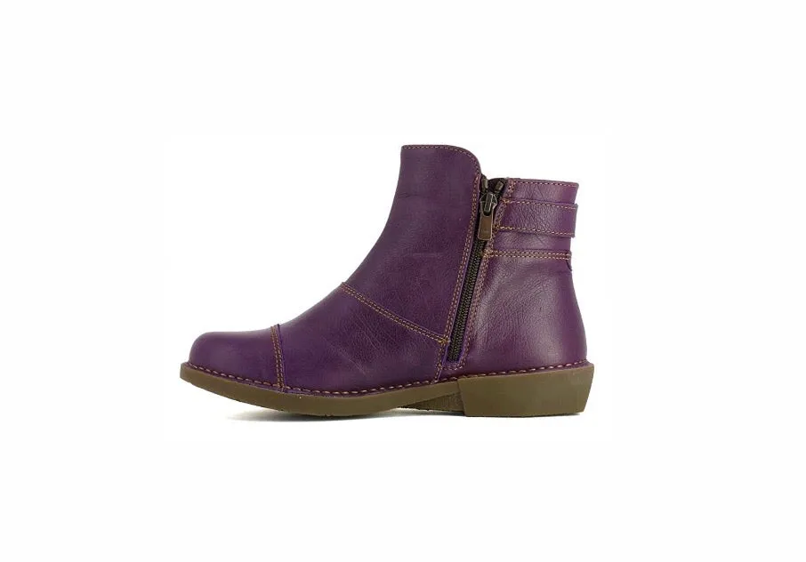 Art 0917 Purple Bergen Leather Zip Ankle Boots Made In Spain