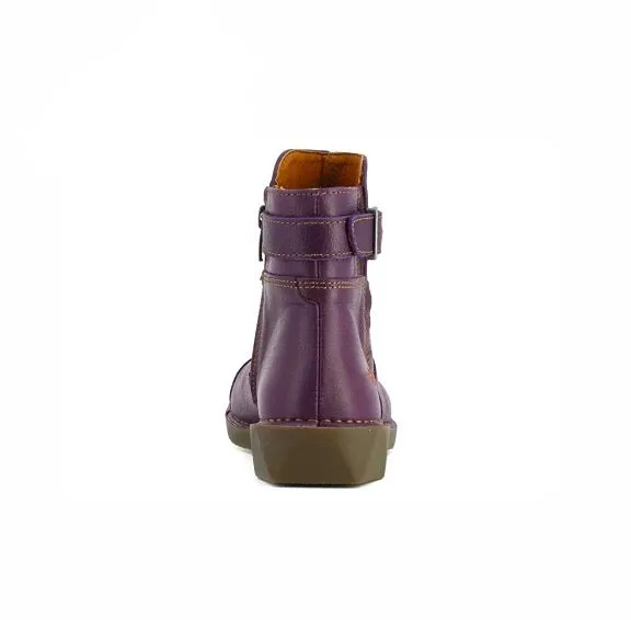Art 0917 Purple Bergen Leather Zip Ankle Boots Made In Spain