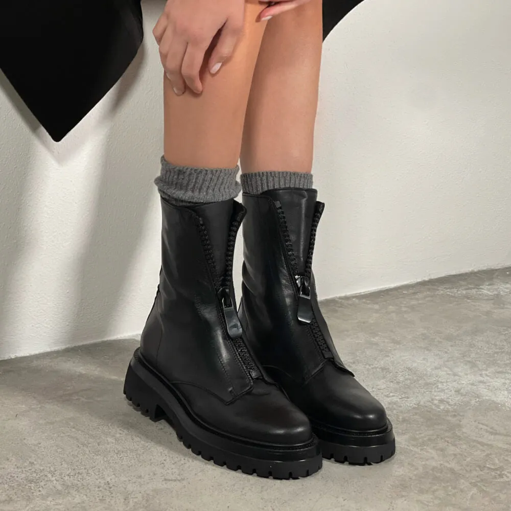 Biker Jack nero con cerniera nera