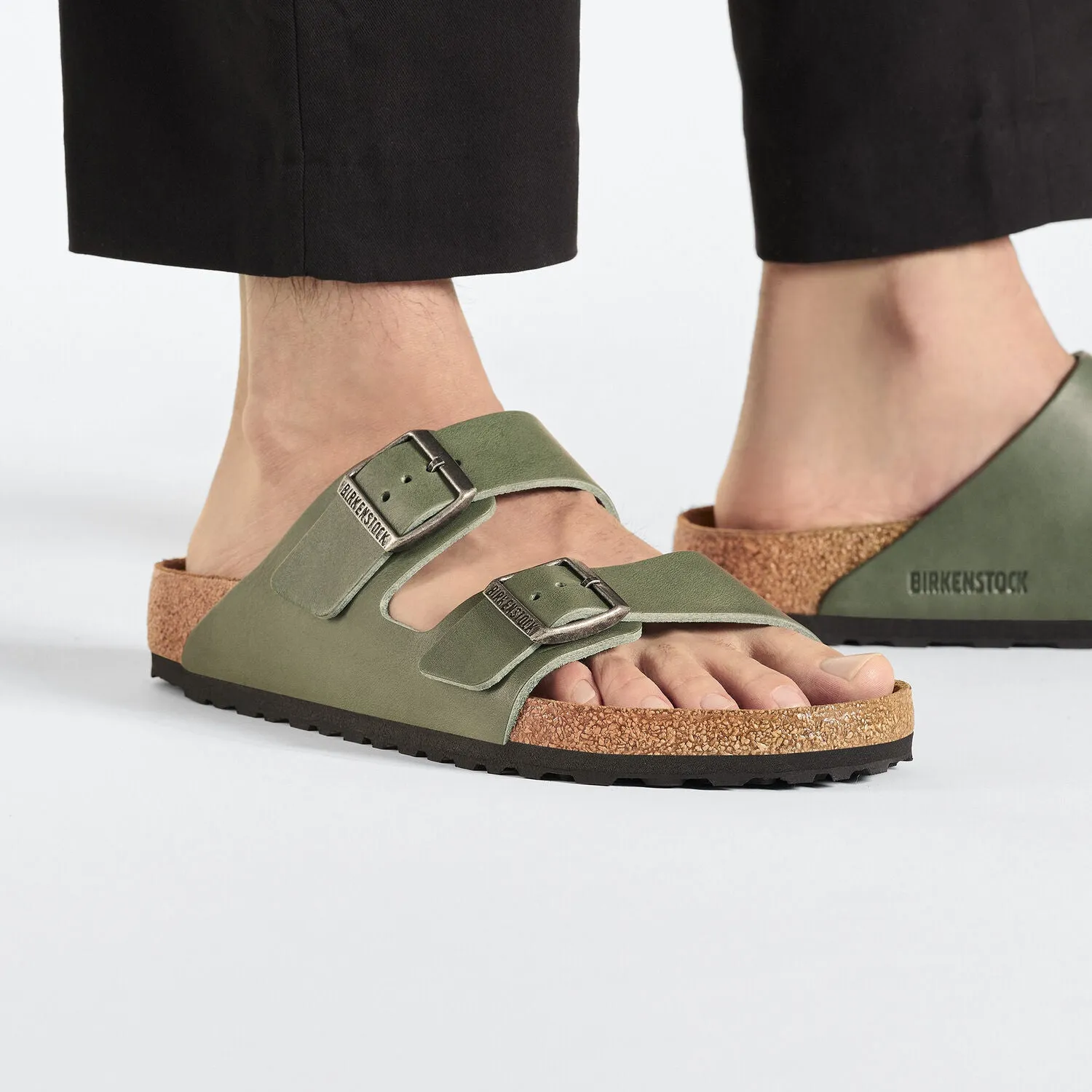Birkenstock Arizona Vintage Wood Thyme Green Natural Leather Made In Germany