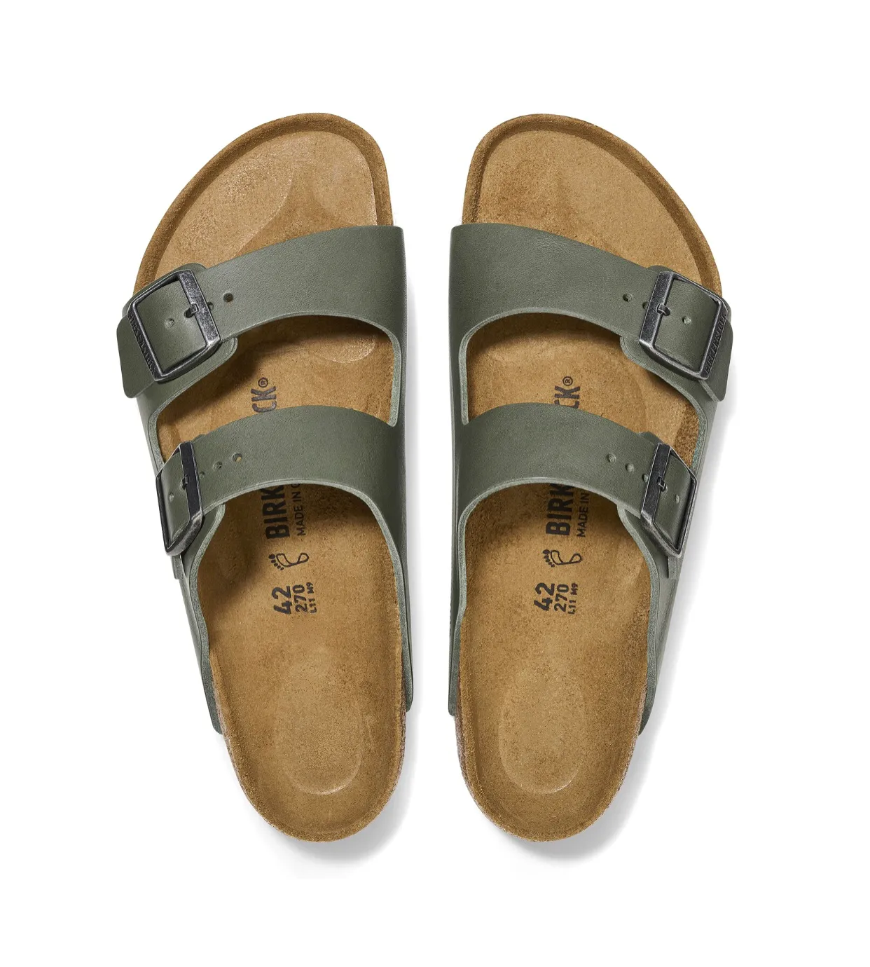 Birkenstock Arizona Vintage Wood Thyme Green Natural Leather Made In Germany