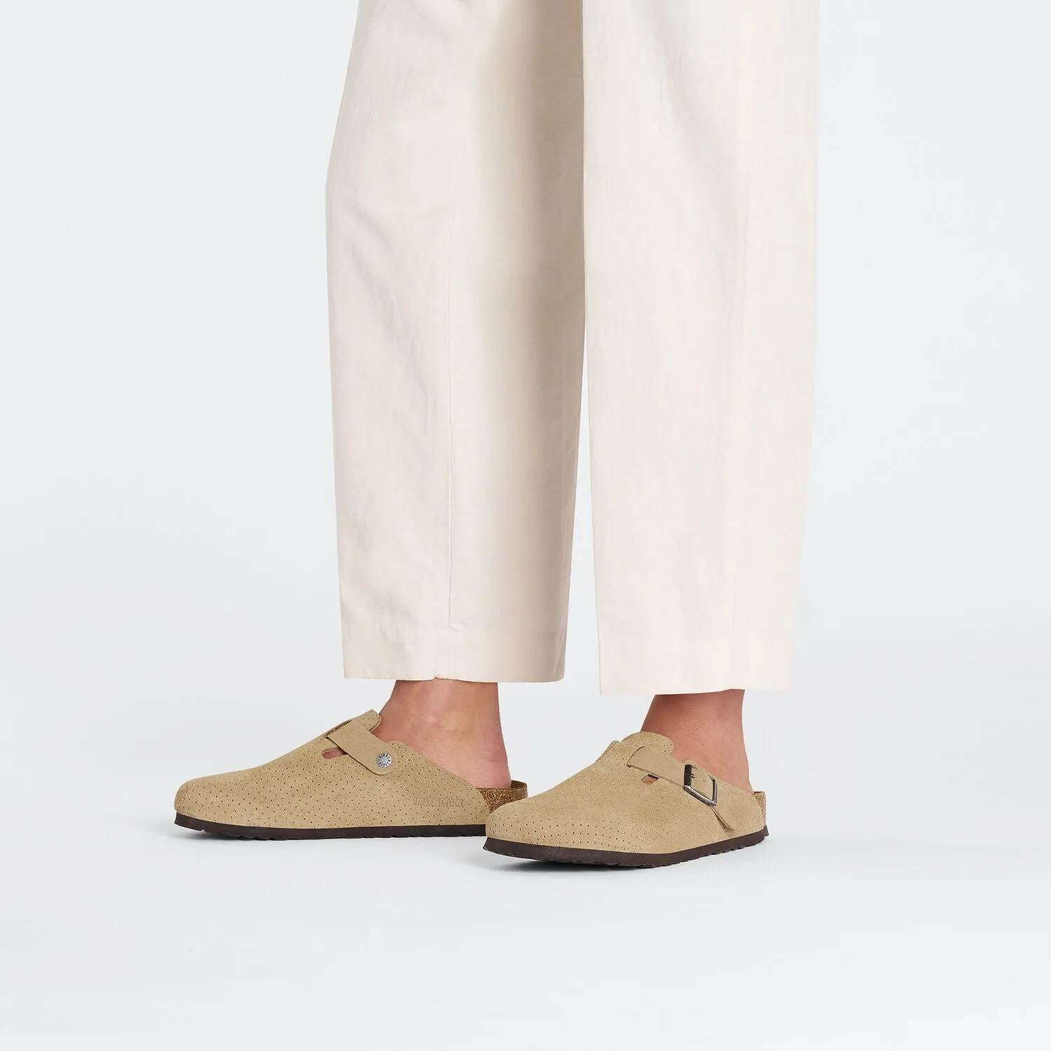 Birkenstock Boston Embossed Dotted New Beige Suede Made In Germany