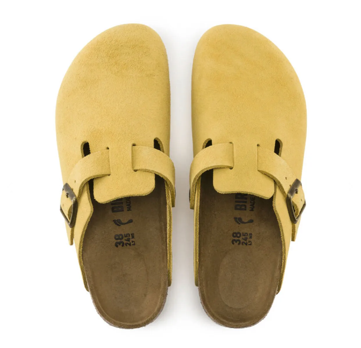 Birkenstock Boston Ochre Yellow Suede Made In Germany