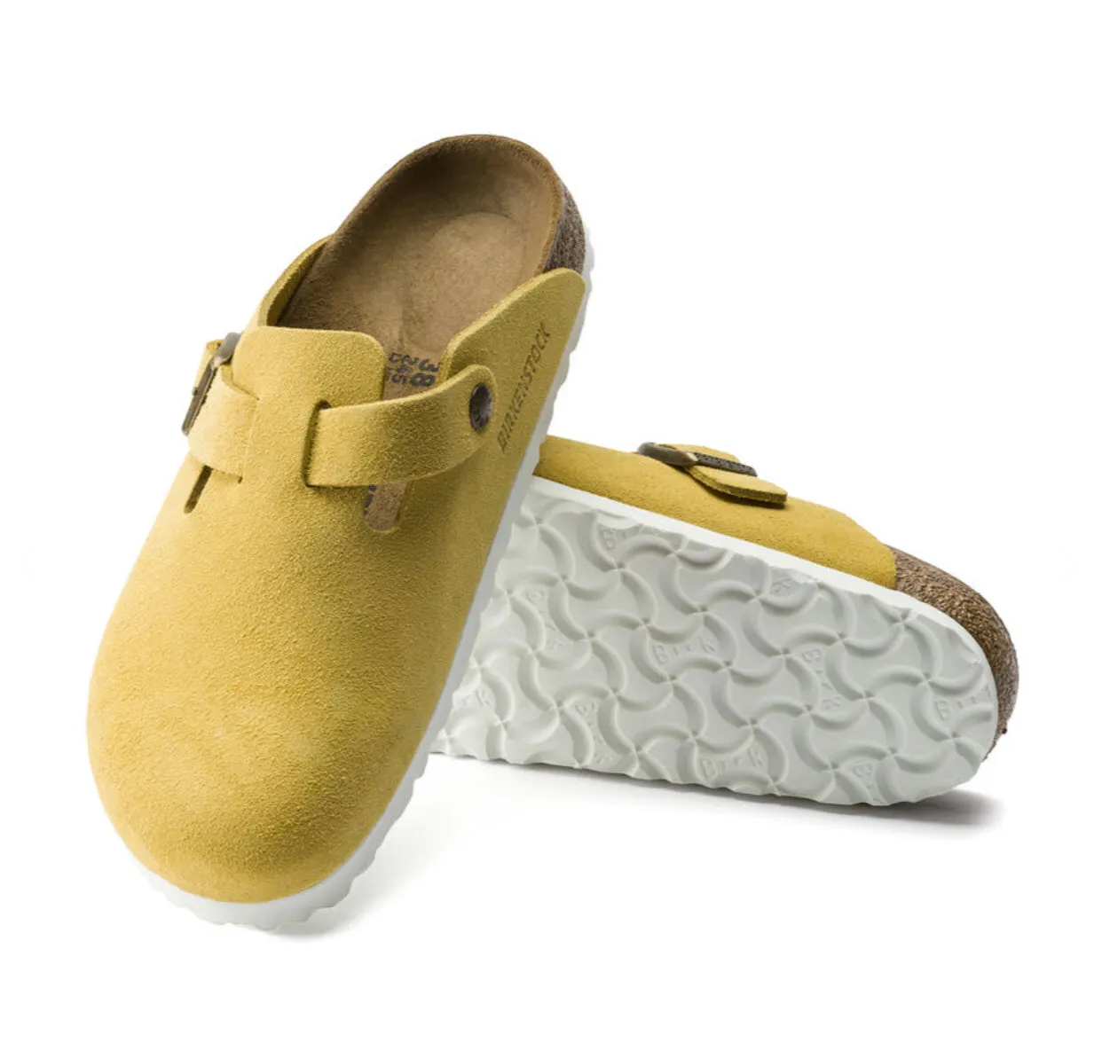 Birkenstock Boston Ochre Yellow Suede Made In Germany