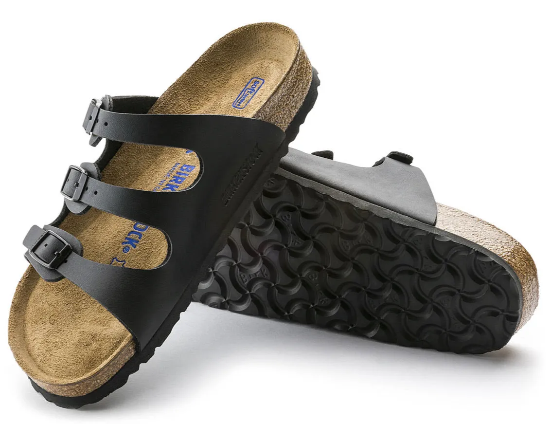 Birkenstock Florida Black Birko-Flor Soft Footbed Made In Germany