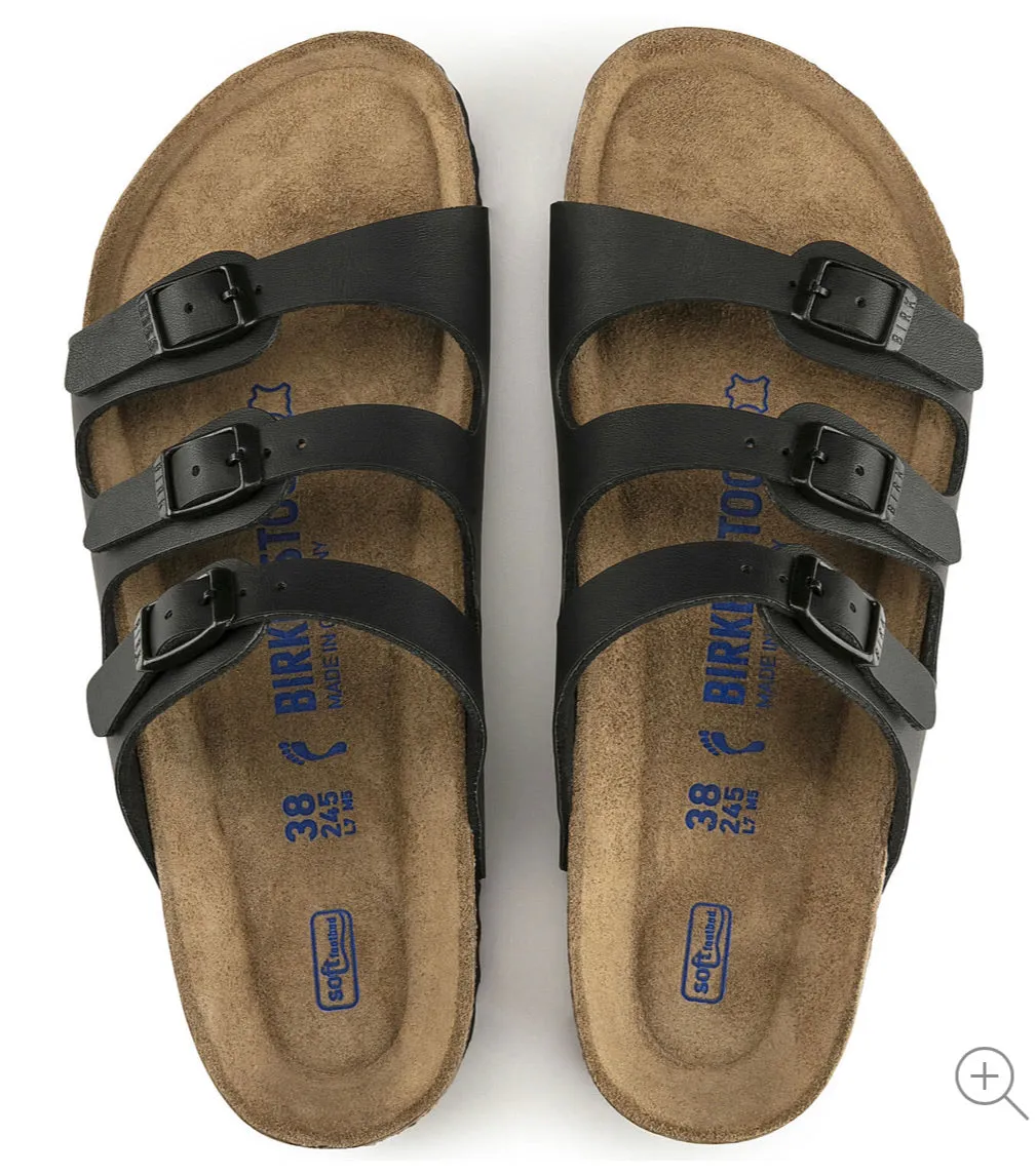 Birkenstock Florida Black Birko-Flor Soft Footbed Made In Germany