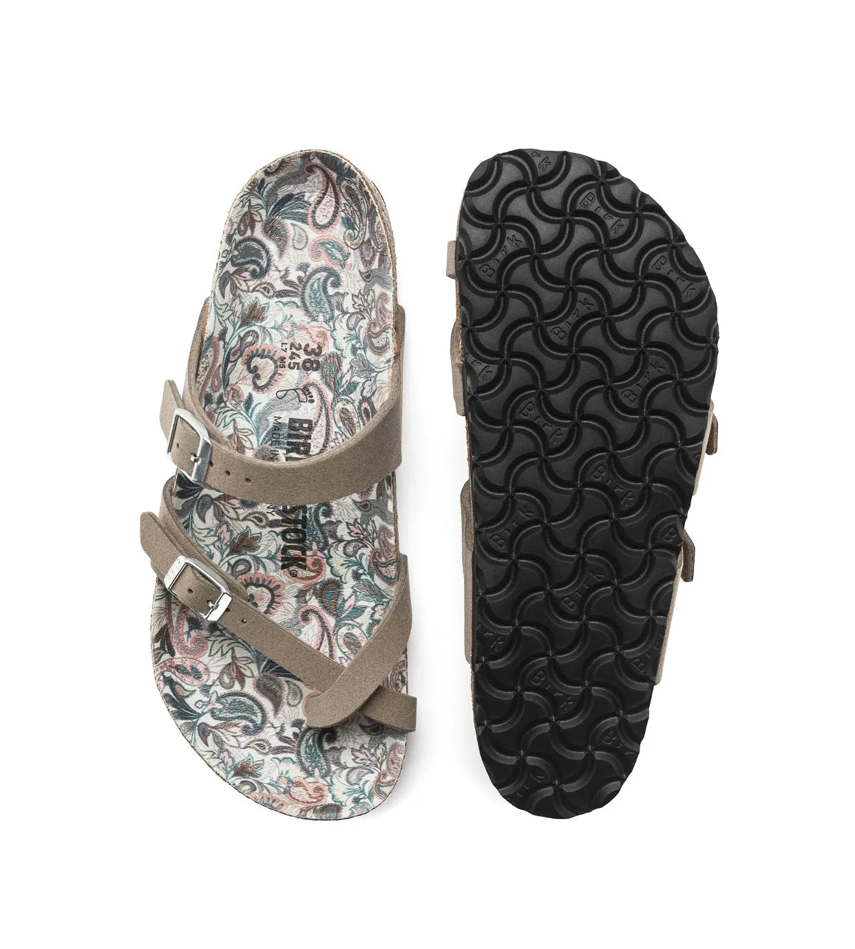 Birkenstock Mayari Paisley Grey Taupe Vegan Synthetics Made In Germany