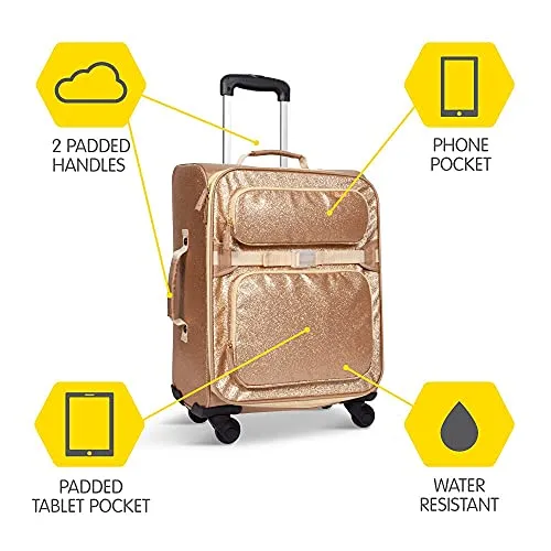 Bixbee Kids Luggage and Duffle Bag Set, Kids Suitcase & Overnight Bag for Girls and Boys with Pockets, Durable Zippers, and Flake Resistant Design in Sparkalicious Gold - Set of Two