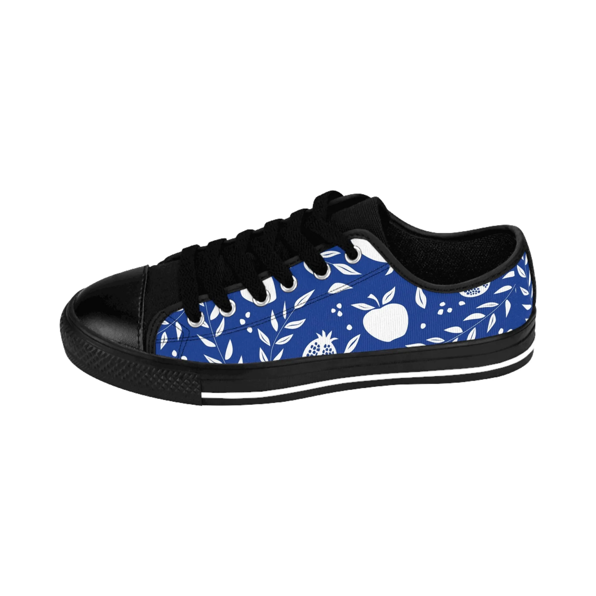 Blue and White Apple Women's Sneakers