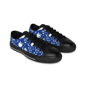 Blue and White Apple Women's Sneakers