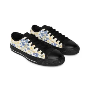 Blue and Yellow Flowers Women's Sneakers