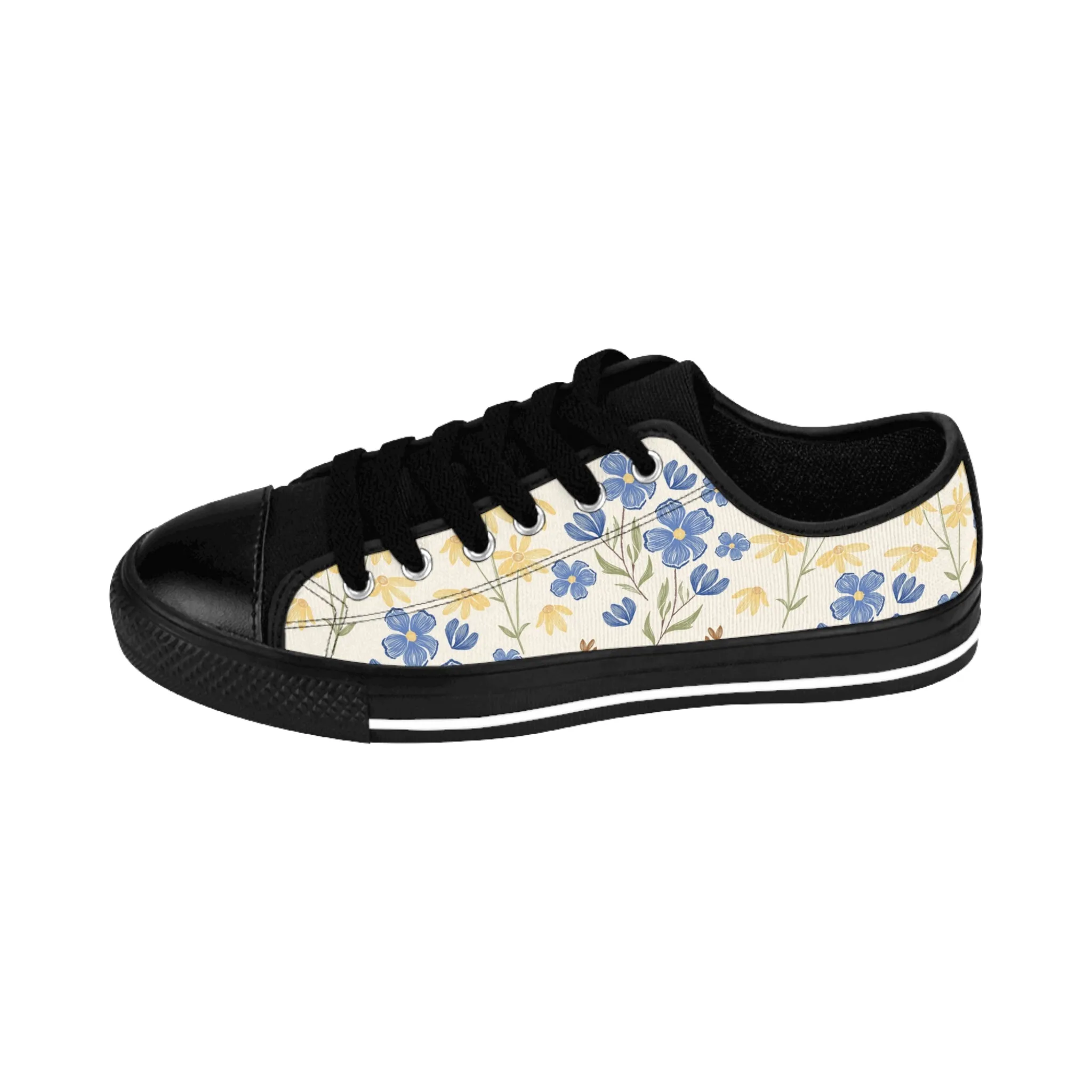 Blue and Yellow Flowers Women's Sneakers