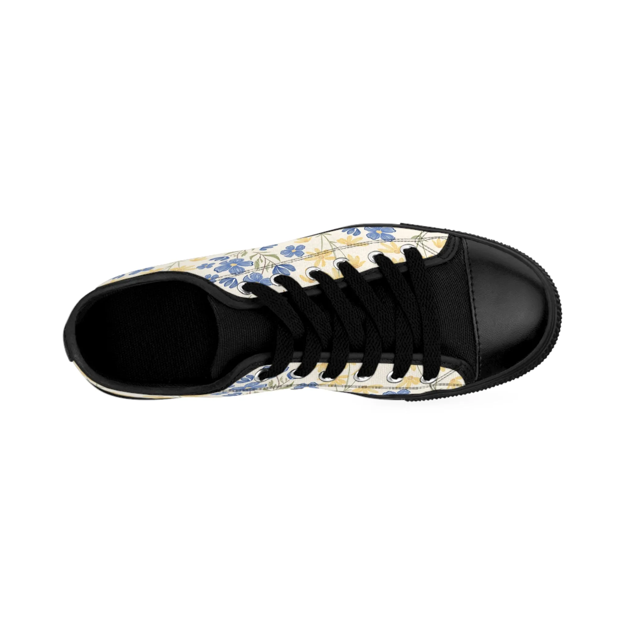 Blue and Yellow Flowers Women's Sneakers