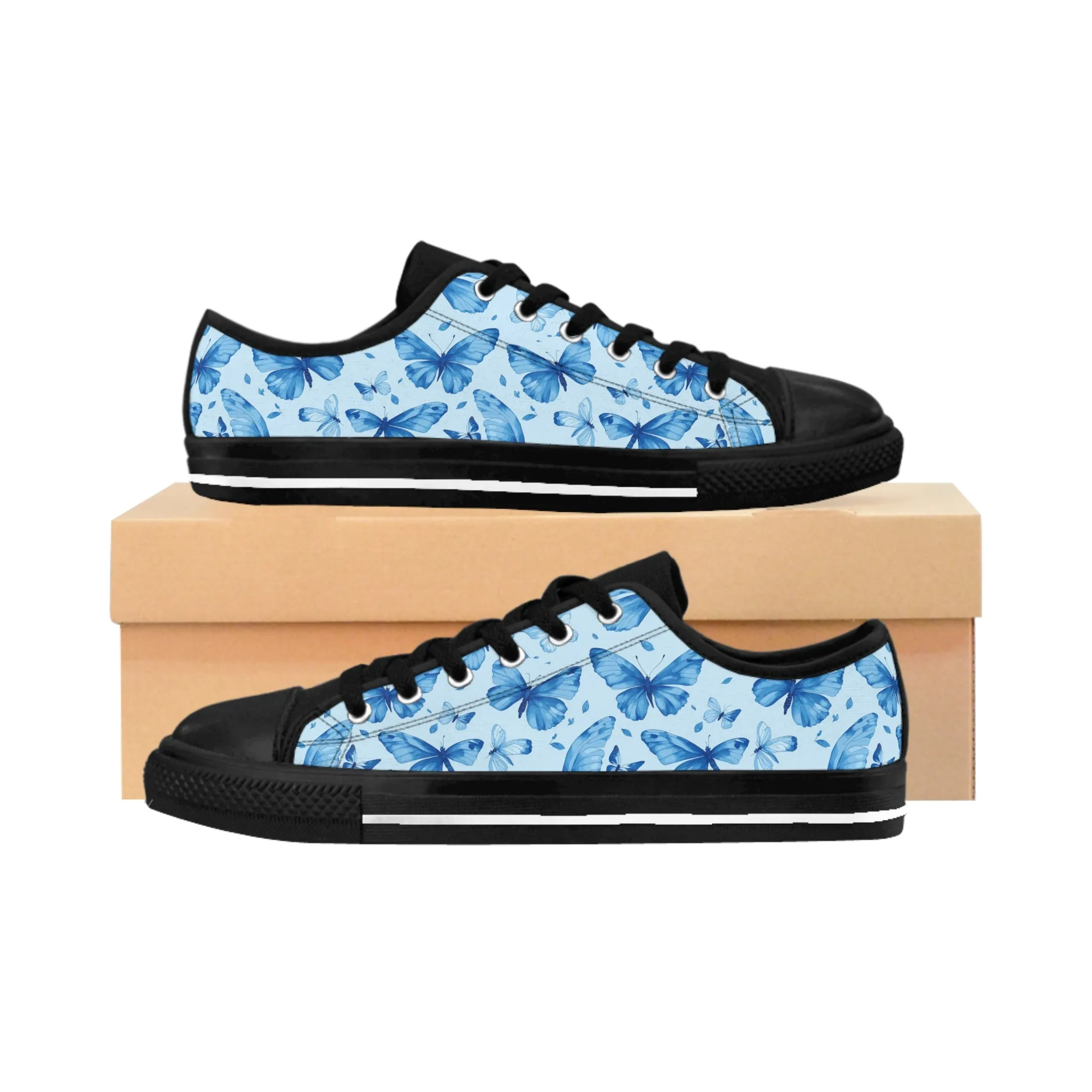 Blue Watercolor Butterflies Women's Sneakers