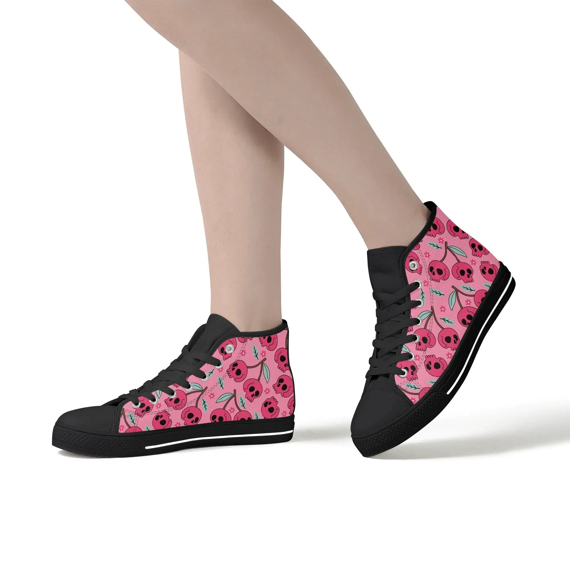 Cherry Skulls Rubber High Top Canvas Shoes