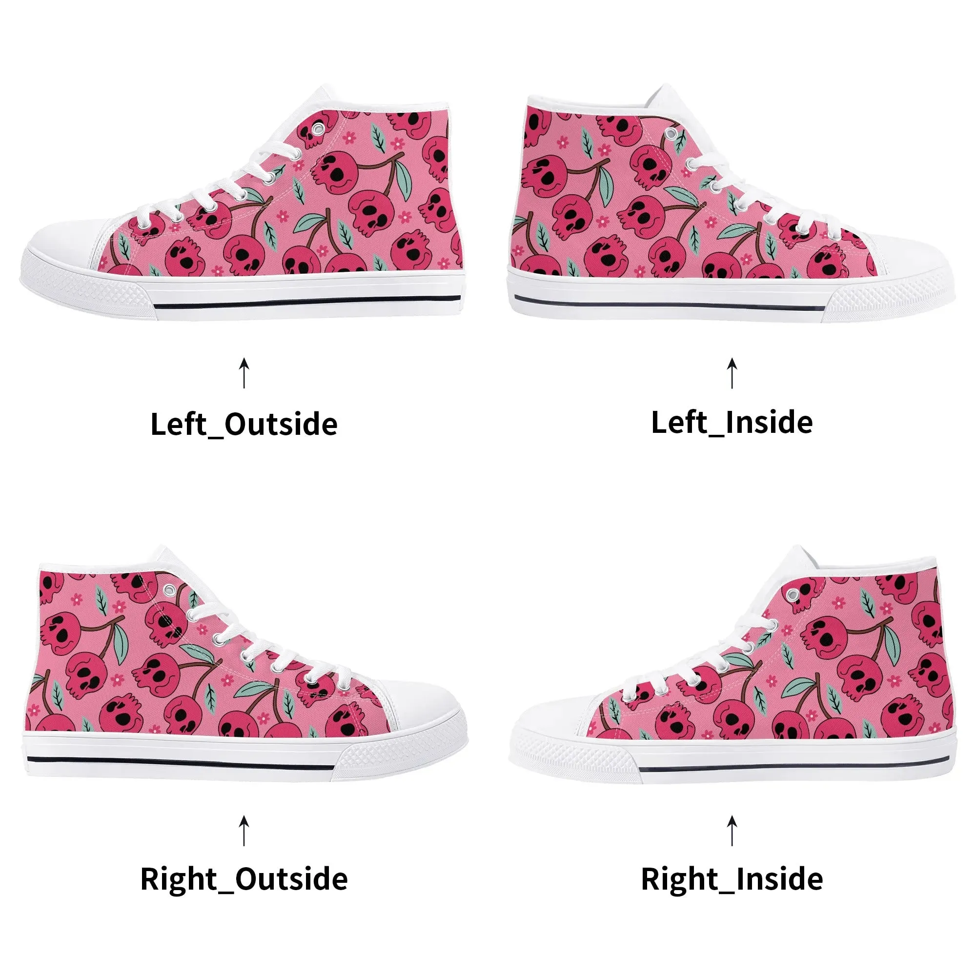 Cherry Skulls Rubber High Top Canvas Shoes