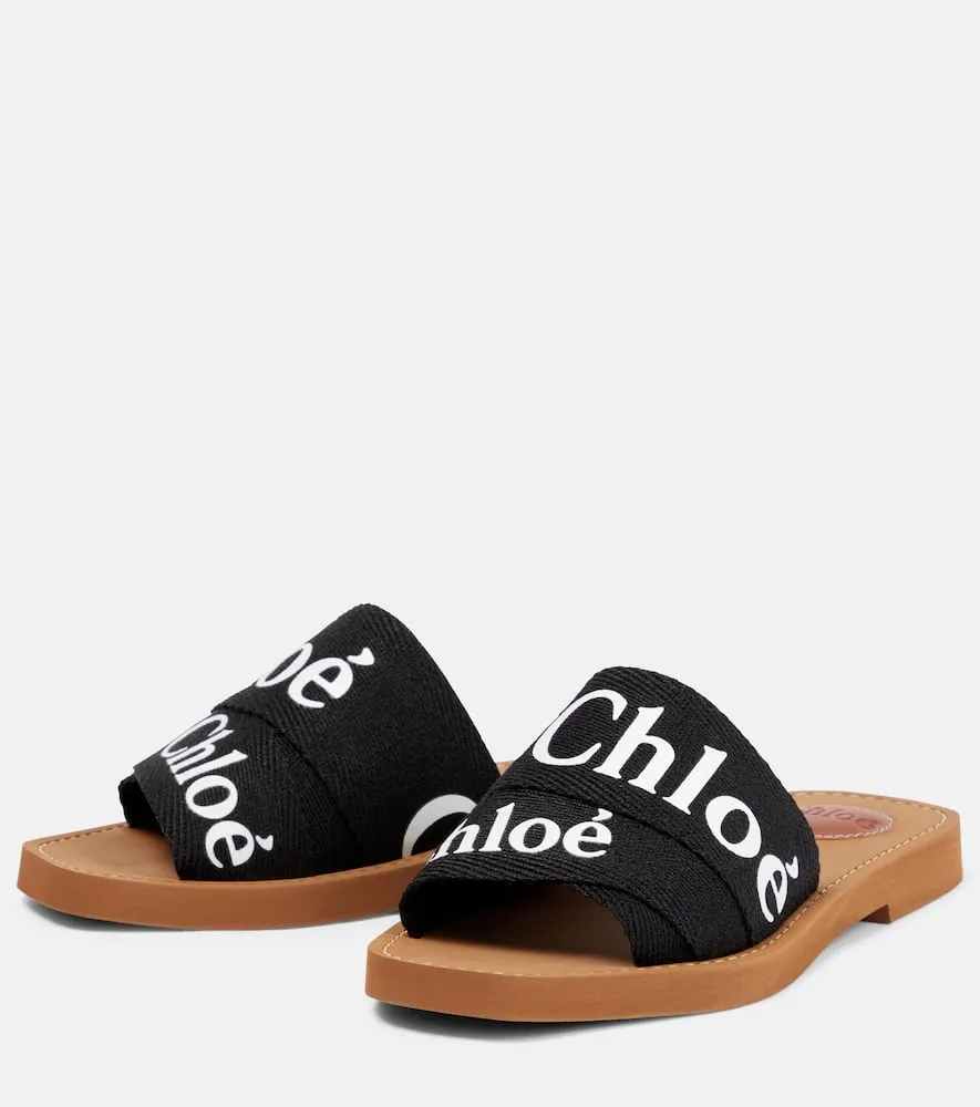 Chloe Woody canvas slides