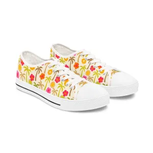 Colorful Hibiscus Palm Tree Women's Low Top Sneakers