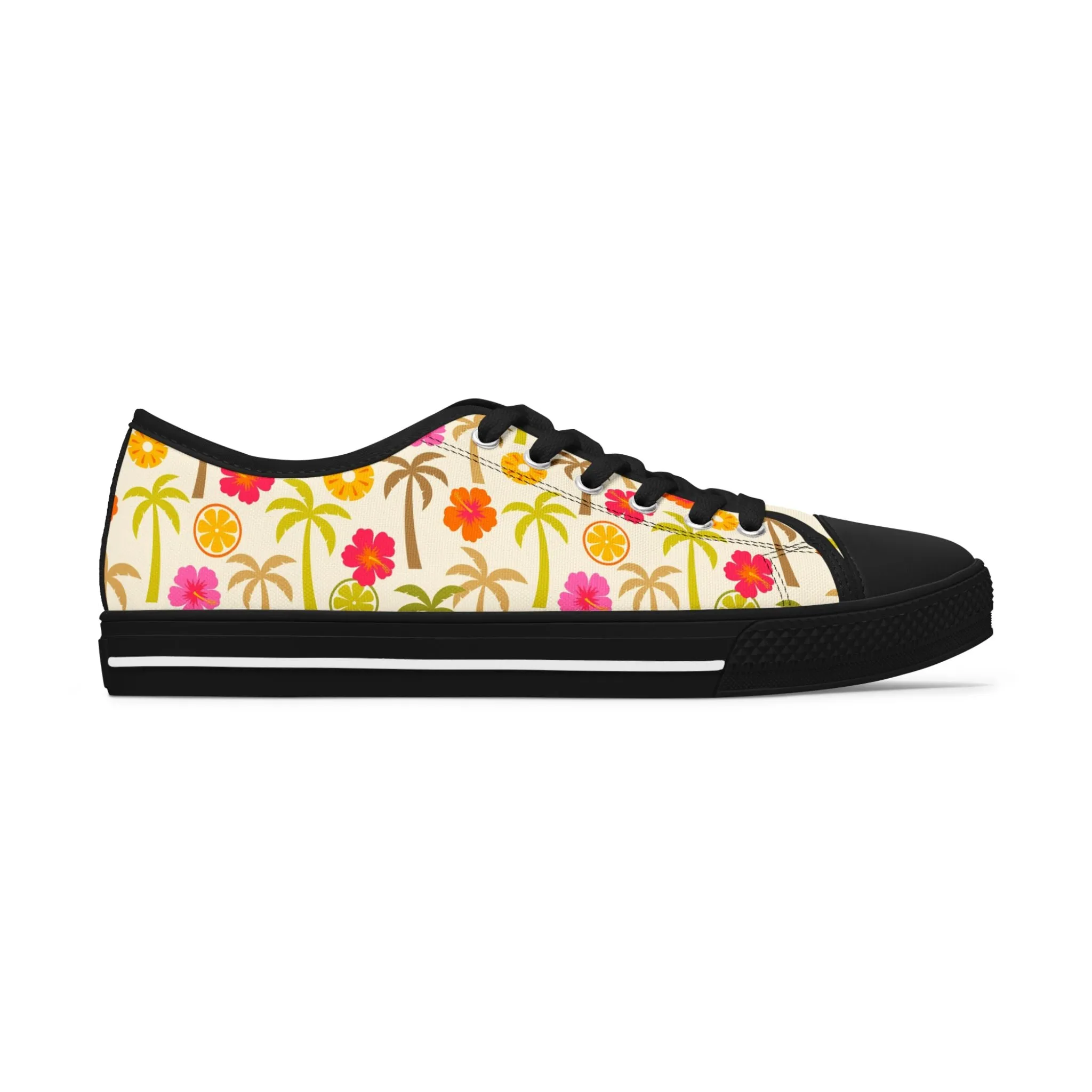 Colorful Hibiscus Palm Tree Women's Low Top Sneakers