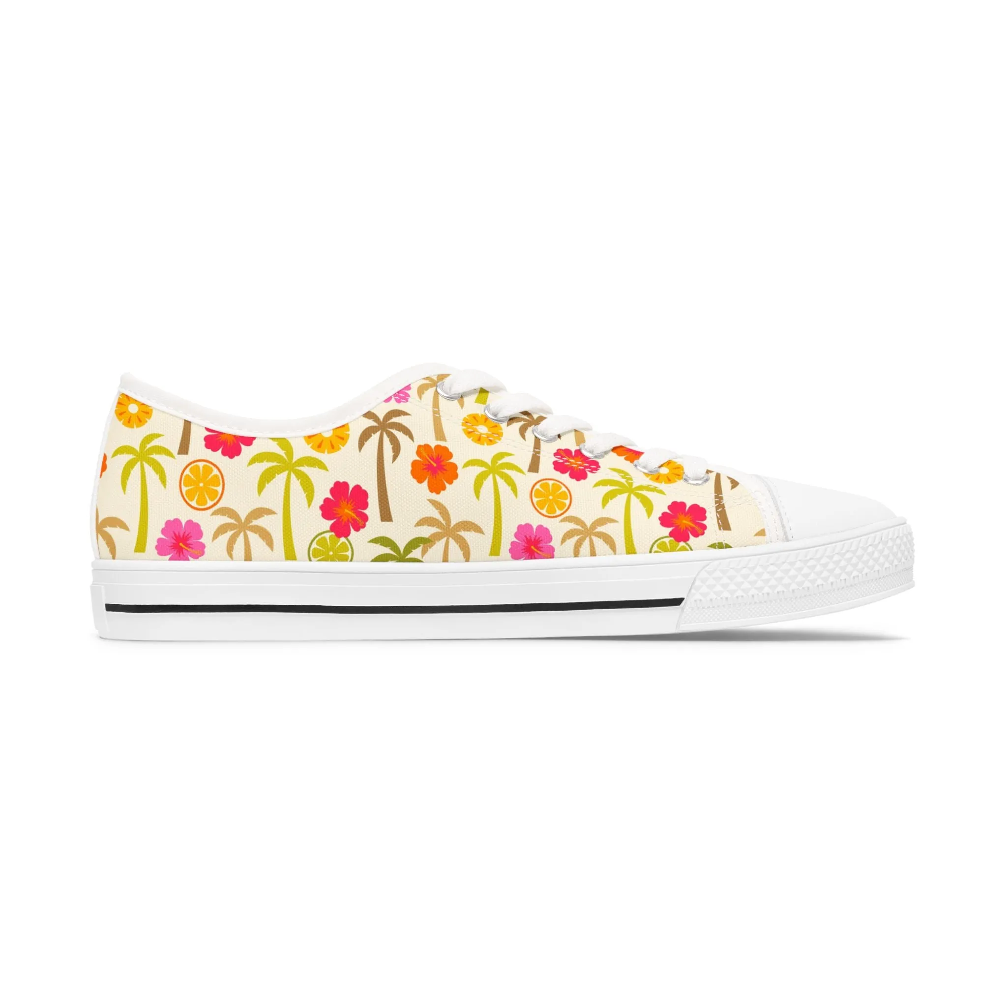 Colorful Hibiscus Palm Tree Women's Low Top Sneakers