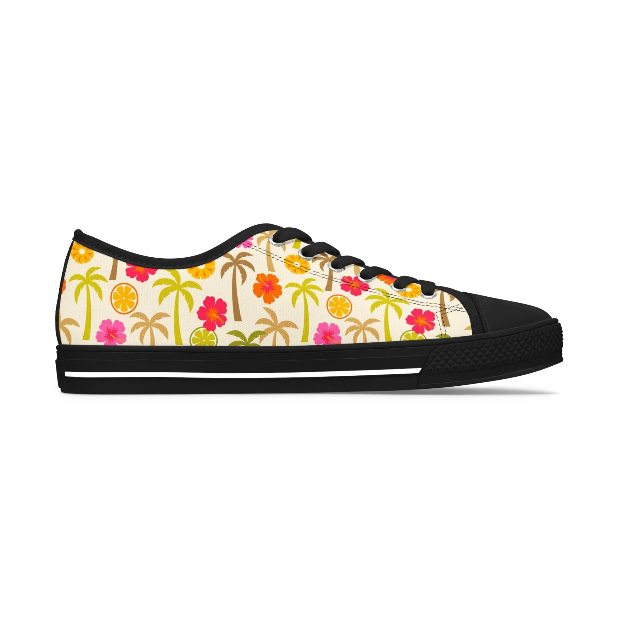 Colorful Hibiscus Palm Tree Women's Low Top Sneakers