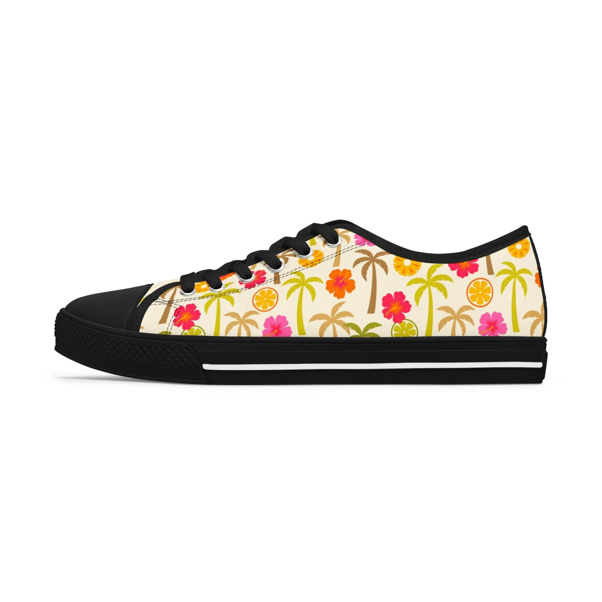 Colorful Hibiscus Palm Tree Women's Low Top Sneakers