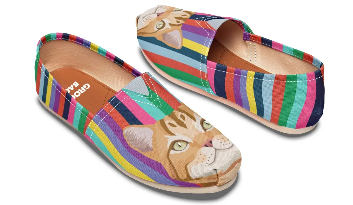 Colorful Tabby Cat Casual Shoes