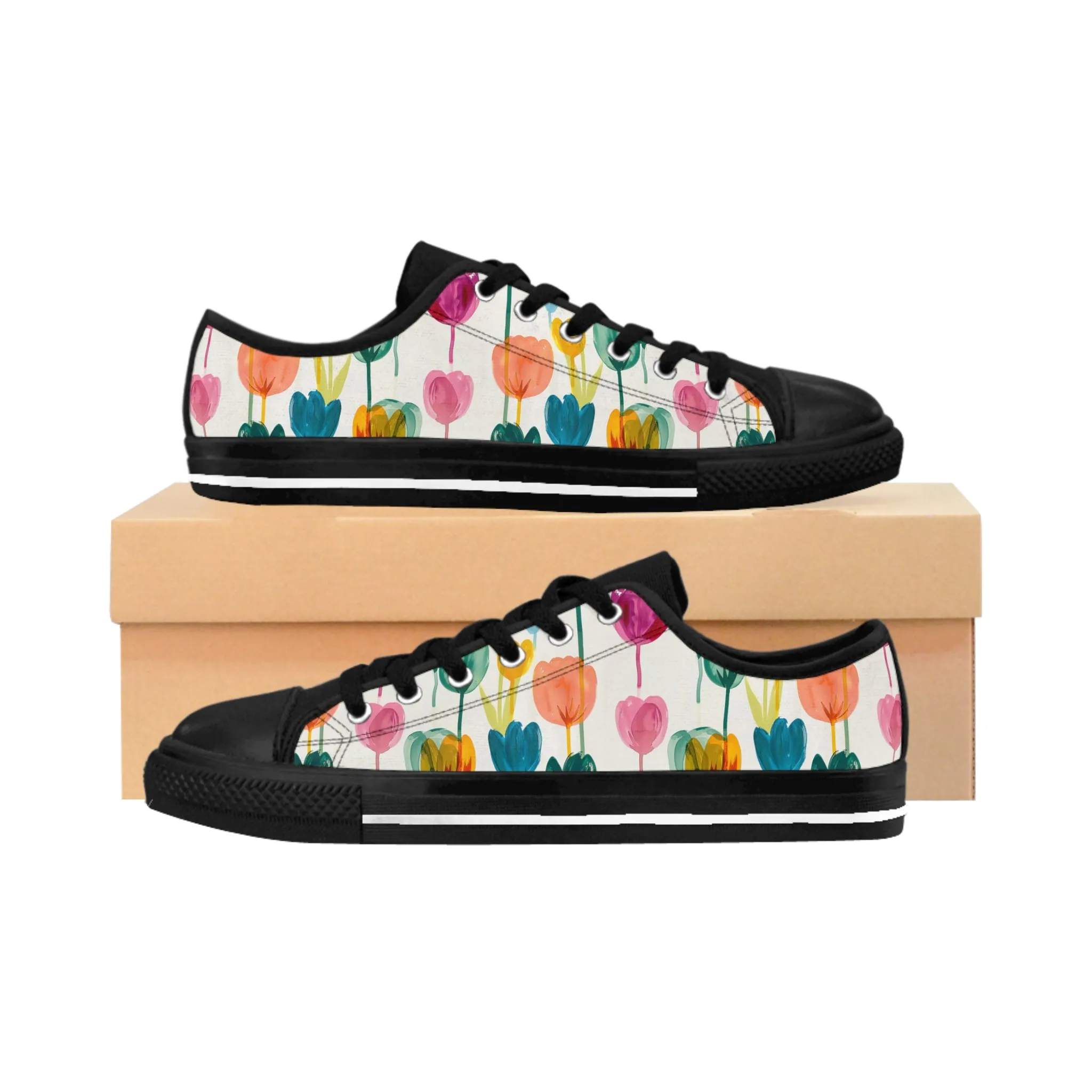 Colorful Watercolor Tulips Women's Sneakers