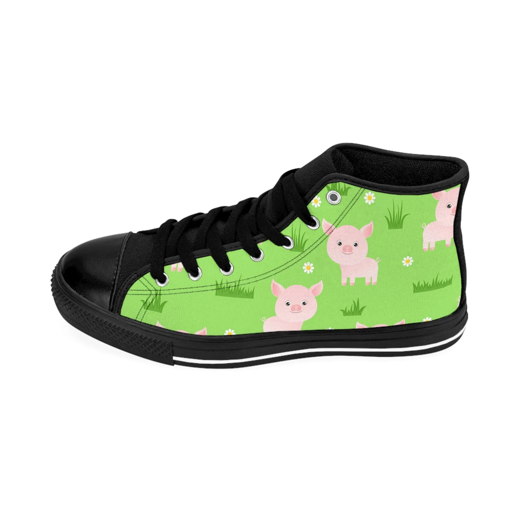 Cute Pig on Grass Women's Classic Sneakers