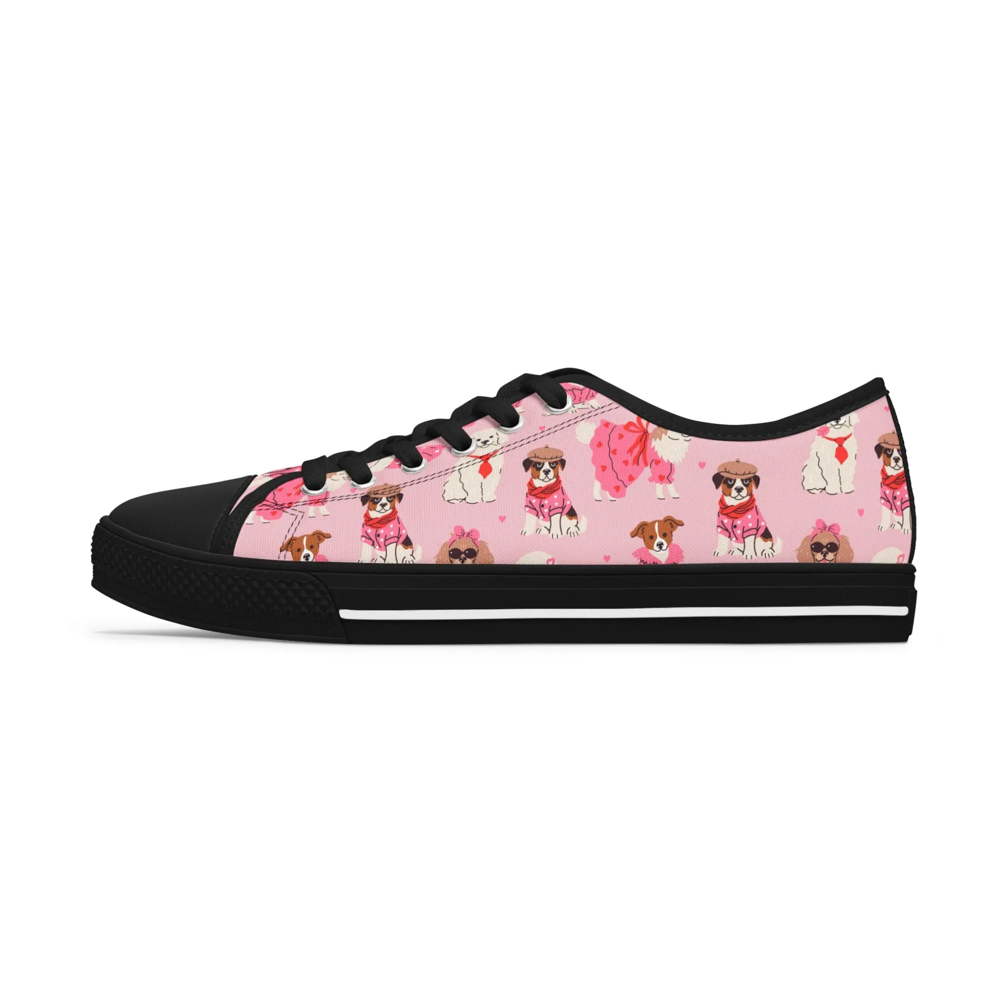 Cute Pink Dog Women's Low Top Sneakers