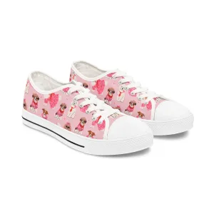 Cute Pink Dog Women's Low Top Sneakers