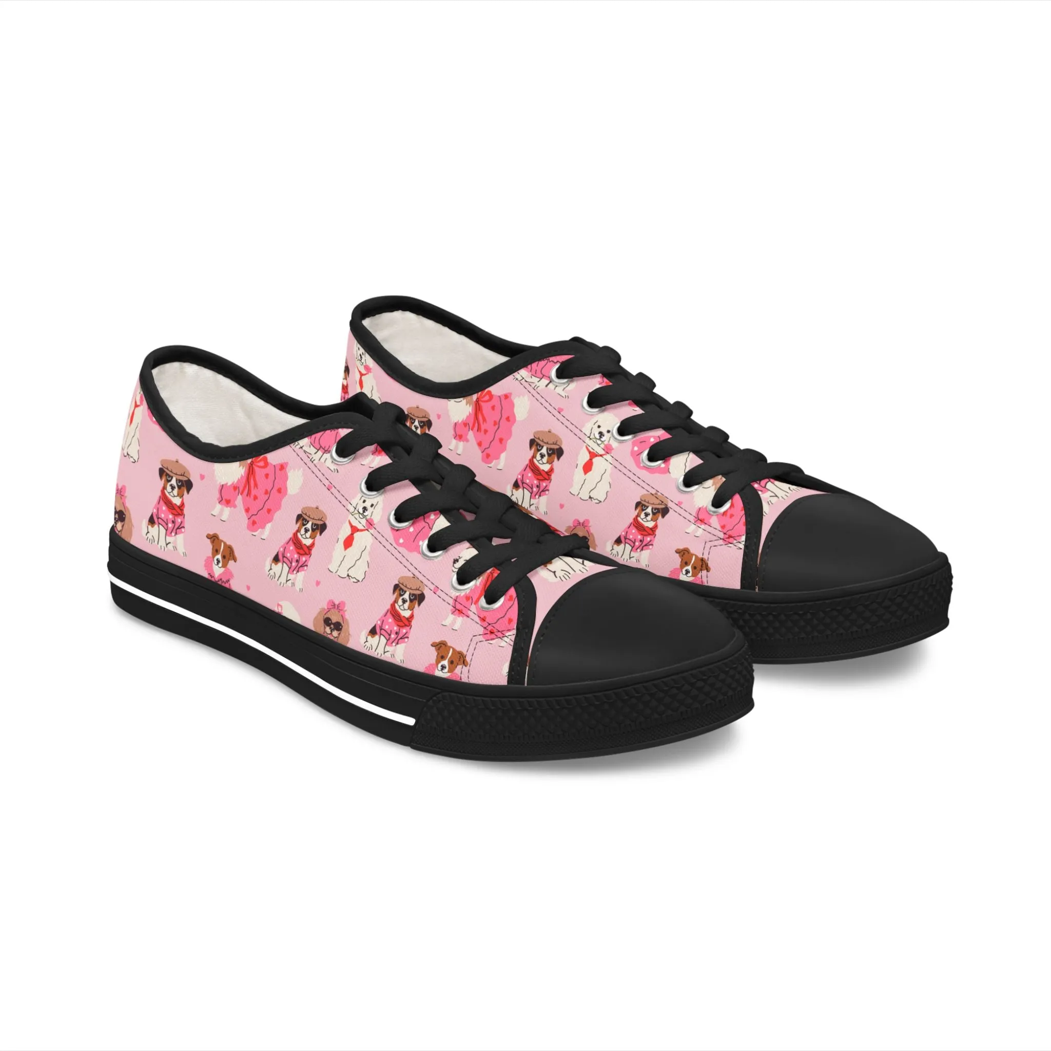 Cute Pink Dog Women's Low Top Sneakers