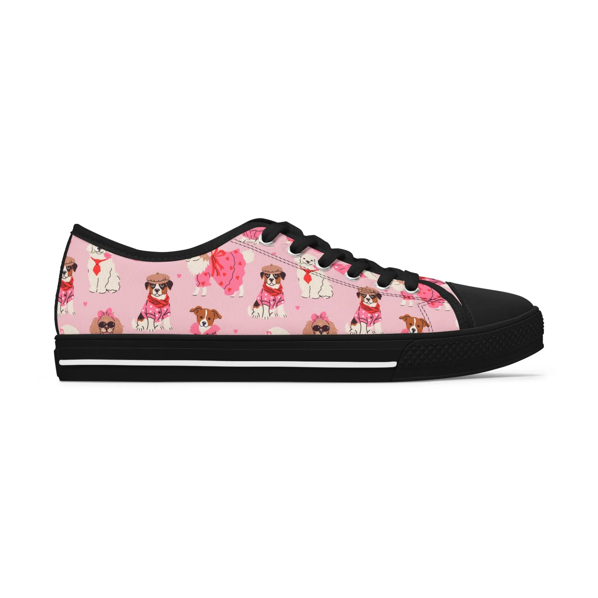 Cute Pink Dog Women's Low Top Sneakers