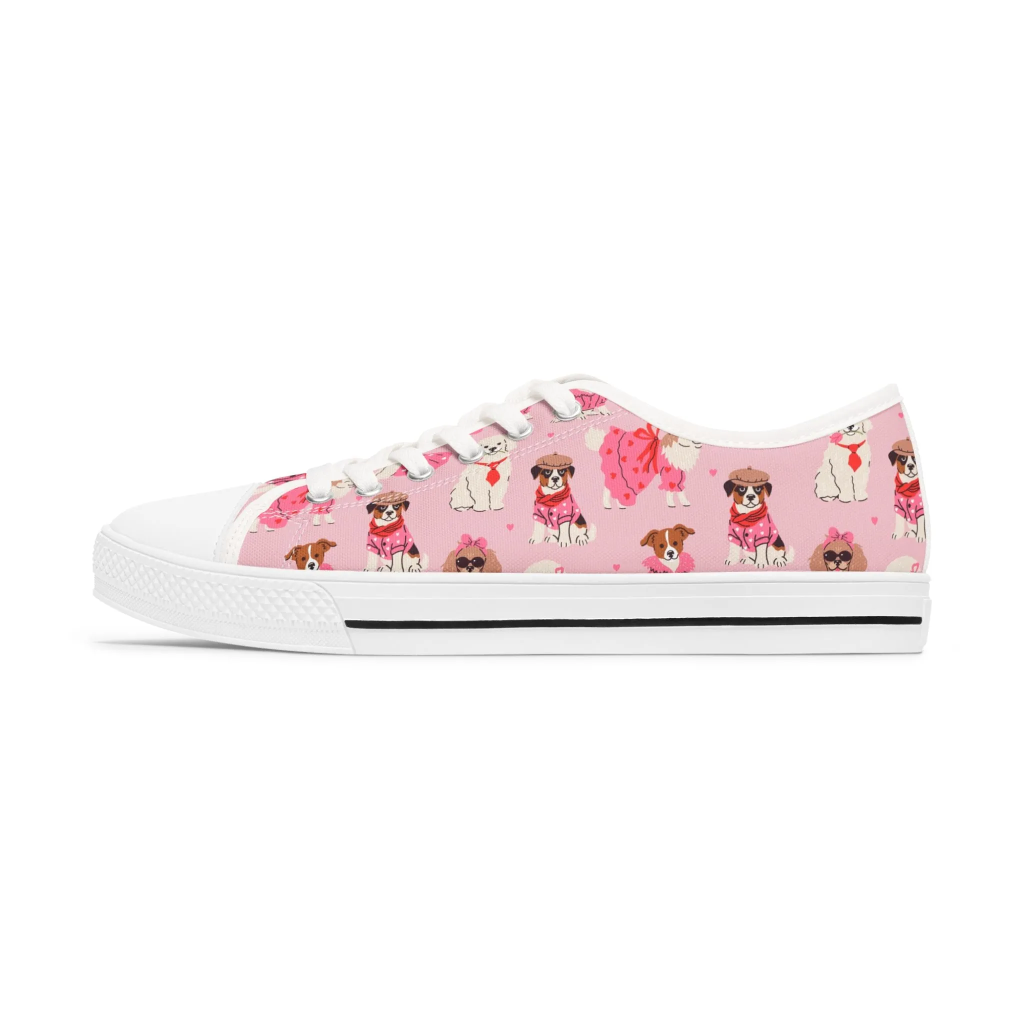 Cute Pink Dog Women's Low Top Sneakers