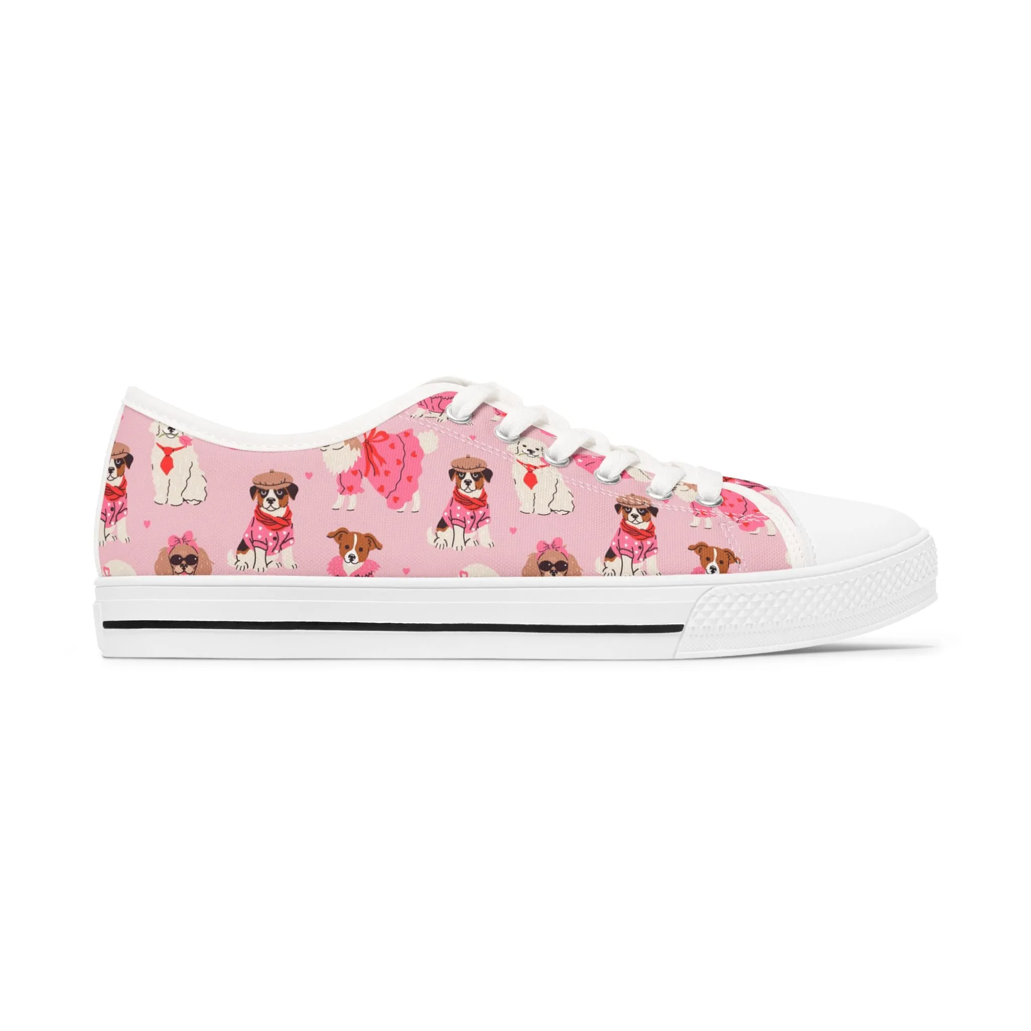 Cute Pink Dog Women's Low Top Sneakers