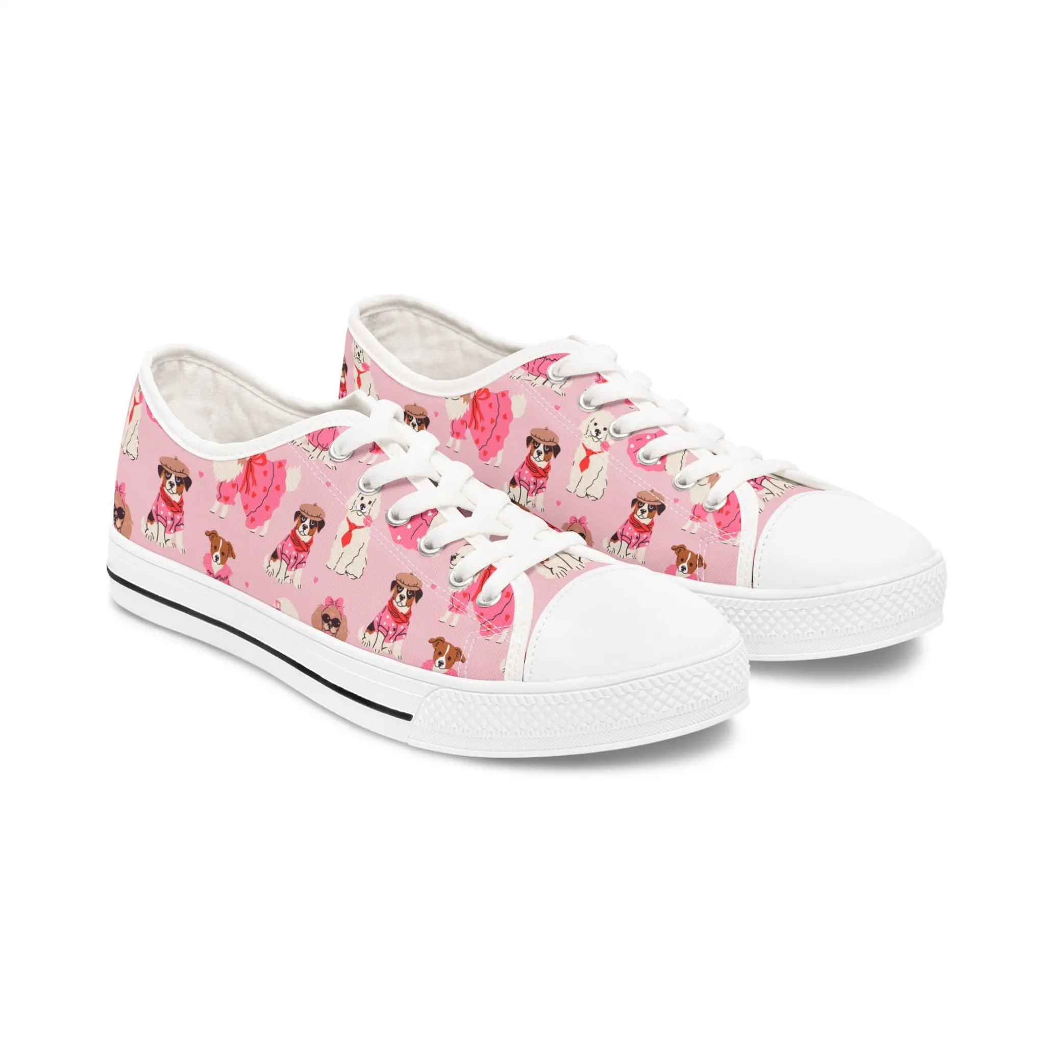 Cute Pink Dog Women's Low Top Sneakers