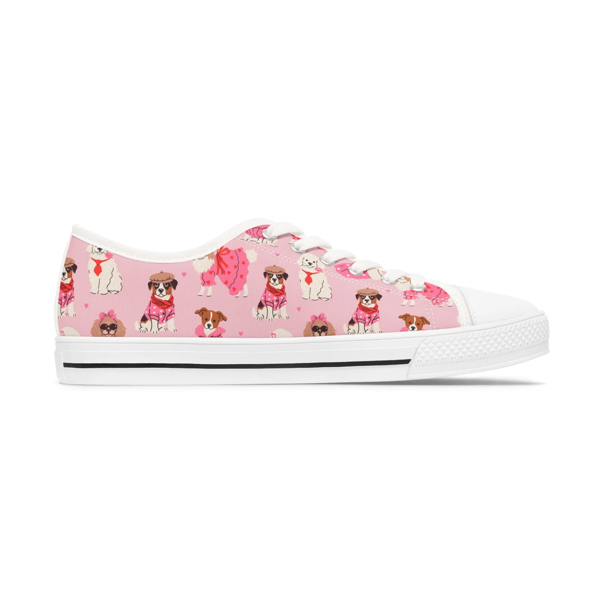 Cute Pink Dog Women's Low Top Sneakers