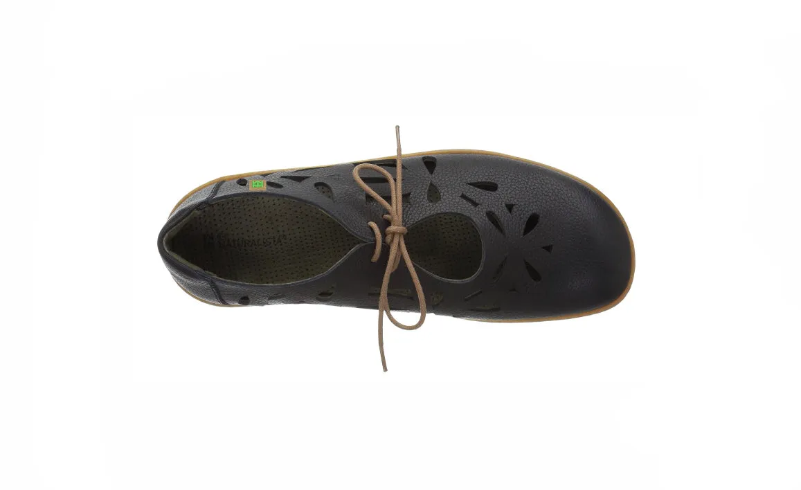 El Naturalista 5271 Black Perforated Leather 2 Eyelet Shoe Made In Spain