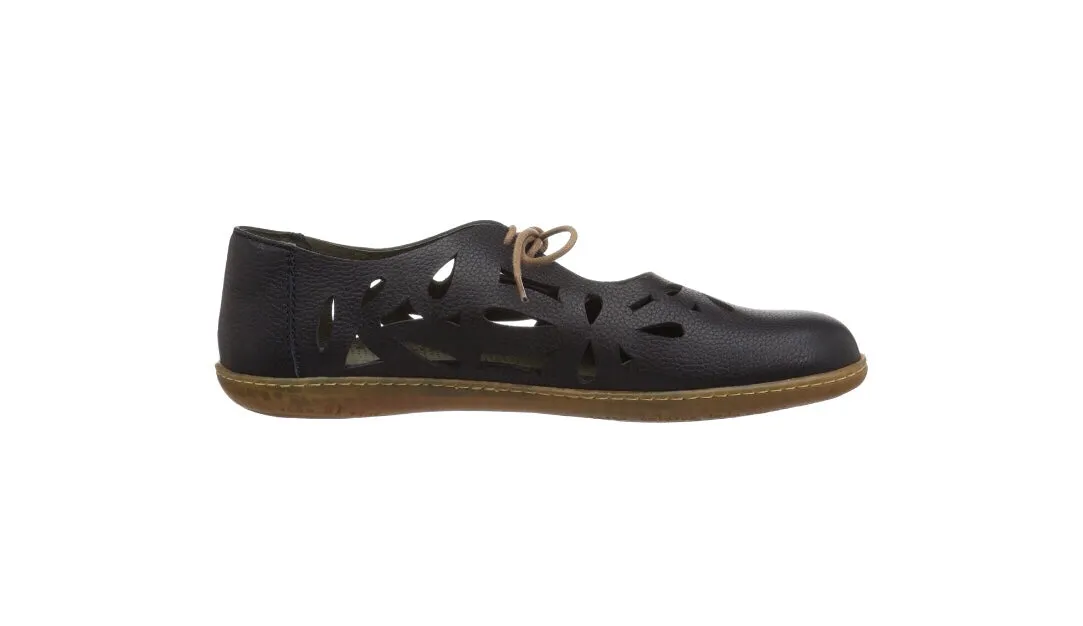 El Naturalista 5271 Black Perforated Leather 2 Eyelet Shoe Made In Spain