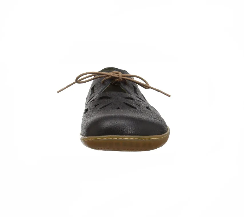 El Naturalista 5271 Black Perforated Leather 2 Eyelet Shoe Made In Spain