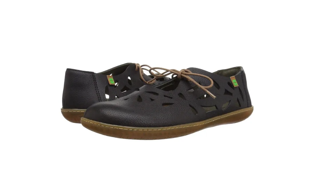 El Naturalista 5271 Black Perforated Leather 2 Eyelet Shoe Made In Spain