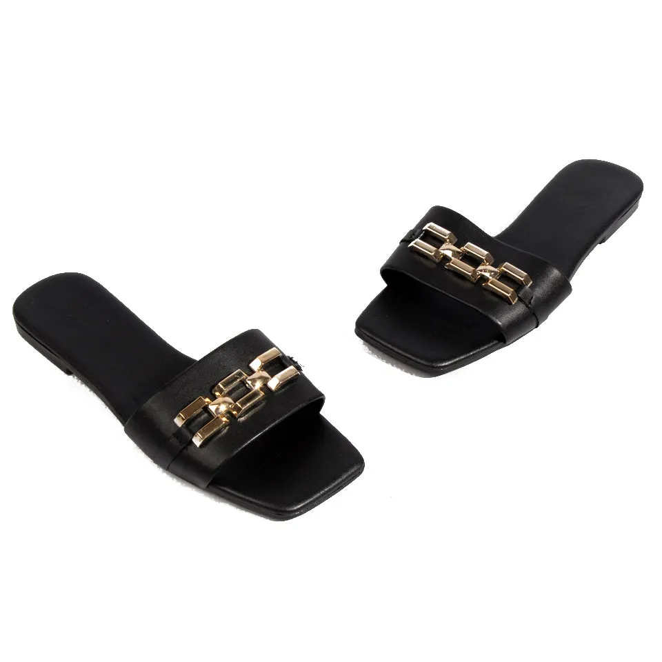elegent women slipper/ black/ made in turkey -7845