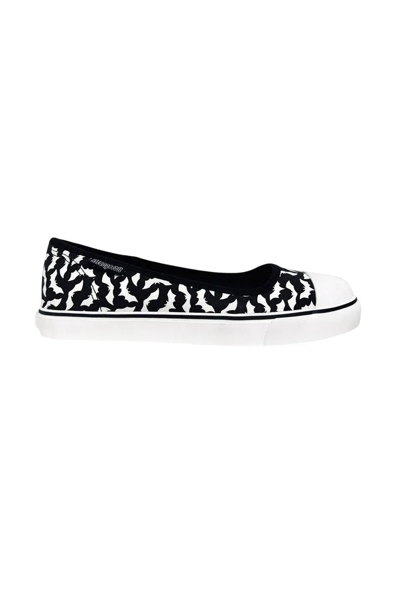 Emily Bat Sneaker Flats [Black/White]
